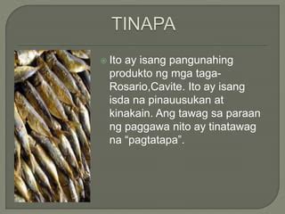 mga produkto sa lalawigan ng cavite|Cavite report .